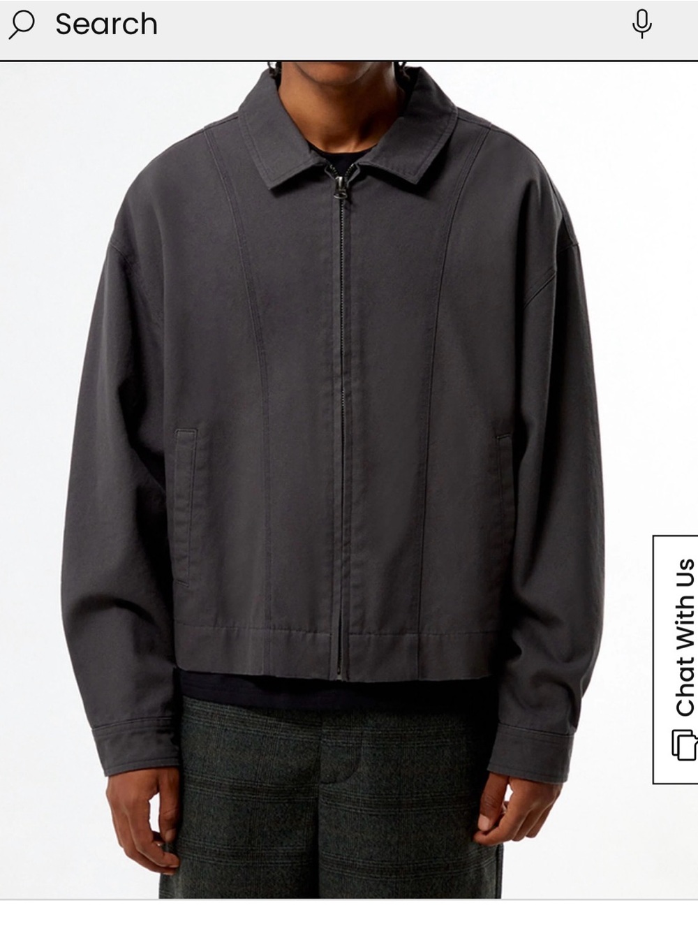 PacSun Men's Dark Gray Canvas Style Lightweight Zip Jacket